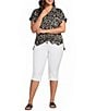 Westbound Plus Size Ikat Stripe Print Woven Button Front Top - Image 3