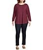 Westbound Plus Size Knit 3/4 Sleeve Crew Neck Tee - Image 3
