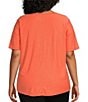 Color:Coral Quartz - Image 2 - Plus Size Short Sleeve Solid Knit Tee Shirt