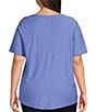 Color:Persian Jewel Purple - Image 2 - Plus Size Short Sleeve Solid Knit Tee Shirt