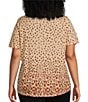 Color:Ombre Leopard - Image 2 - Plus Size Knit Animal Print Short Sleeve Crew Neck Top