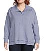 Color:Persian Jewel Heather - Image 1 - Plus Size Knit Long Sleeve Hi-Low Henley Top