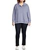 Color:Persian Jewel Heather - Image 3 - Plus Size Knit Long Sleeve Hi-Low Henley Top