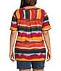 Color:Hazy Dunes - Image 2 - Plus Size Knit Short Sleeve V-Neck Printed Top
