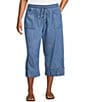 Westbound Plus Size Linen Blend Pull On Crop Pants - Image 1