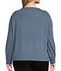 Westbound Plus Size Long Sleeve Button Cuff Crew Neck Pocket Top, Color:Dark Denim - Image 2