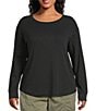 Westbound Plus Size Long Sleeve Crew Neck Pullover, Color:Black - Image 1