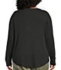 Westbound Plus Size Long Sleeve Crew Neck Pullover, Color:Black - Image 2