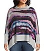 Westbound Plus Size Long Sleeve Mock Neck Knit Top, Color:Blue/Purple Scenic Horizon - Image 1