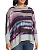 Westbound Plus Size Long Sleeve Mock Neck Knit Top, Color:Blue/Purple Scenic Horizon - Image 3