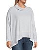 Westbound Plus Size Solid Brushed Cozy Jersey Long Sleeve Mock Neck Knit Top, Color:Purple Heather - Image 3