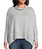 Westbound Plus Size Long Sleeve Mock Neck Knit Top, Color:Grey Heather - Image 1