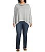 Westbound Plus Size Long Sleeve Mock Neck Knit Top, Color:Grey Heather - Image 5