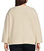 Westbound Plus Size Long Sleeve V-Neck Button Side Top, Color:Buttercream - Image 2
