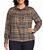 Westbound Plus Size Long Sleeve Y-Neck Button Front Blouse - Image 5