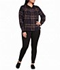 Westbound Plus Size Long Sleeve Y-Neck Button Front Blouse - Image 3