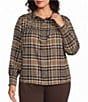 Westbound Plus Size Long Sleeve Y-Neck Button Front Blouse - Image 5