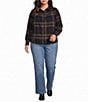 Westbound Plus Size Long Sleeve Y-Neck Button Front Blouse - Image 3