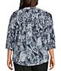 Westbound Plus Size Paisley Swirl V-Neck 3/4 Sleeve Button Front Top - Image 2