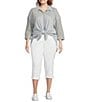 Westbound Plus Size Point Collar Button Front Long Sleeve Shirt, Color:Blue Mix - Image 3