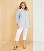 Westbound Plus Size Point Collar Button Front Long Sleeve Shirt, Color:Blue Mix - Image 5