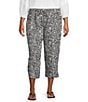 Westbound Plus Size Printed Linen Blend Pull On Crop Pants - Image 1