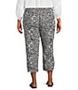 Westbound Plus Size Printed Linen Blend Pull On Crop Pants - Image 2