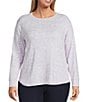 Westbound Plus Size Purple Space Dye Long Sleeve Crew Neck Pullover, Color:Purple Space Dye - Image 1