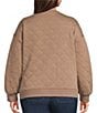 Westbound Plus Size Quilted Long Sleeve Top, Color:Fossil - Image 2