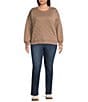Westbound Plus Size Quilted Long Sleeve Top, Color:Fossil - Image 3