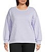 Westbound Plus Size Quilted Long Sleeve Top, Color:Purple Heather - Image 1