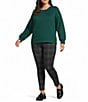 Westbound Plus Size Quilted Long Sleeve Top, Color:Rain Forest - Image 4