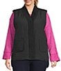 Westbound Plus Size Reversible Sherpa V-Neck Open Front Vest, Color:Black - Image 3