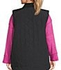 Westbound Plus Size Reversible Sherpa V-Neck Open Front Vest, Color:Black - Image 4