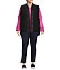 Westbound Plus Size Reversible Sherpa V-Neck Open Front Vest, Color:Black - Image 5