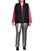 Westbound Plus Size Reversible Sherpa V-Neck Open Front Vest, Color:Black - Image 7