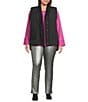 Westbound Plus Size Reversible Sherpa V-Neck Open Front Vest, Color:Black - Image 8