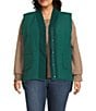 Westbound Plus Size Reversible Sherpa V-Neck Open Front Vest, Color:Rain Forest - Image 1