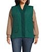 Westbound Plus Size Reversible Sherpa V-Neck Open Front Vest, Color:Rain Forest - Image 2
