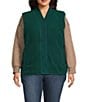 Westbound Plus Size Reversible Sherpa V-Neck Open Front Vest, Color:Rain Forest - Image 5