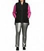 Westbound Plus Size Reversible Sherpa V-Neck Open Front Vest, Color:Black - Image 6