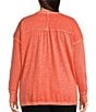 Color:Coral Quartz - Image 2 - Plus Size Ribbed Knit V-Neck Long Sleeve Pullover Top