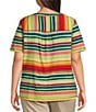 Westbound Plus Size Shimmering Stripe Short Short V-Neck Top, Color:Multi Shimmering Stripe - Image 2