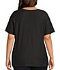 Westbound Plus Size Short Sleeve Crew Neck Top, Color:Black - Image 2