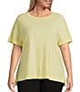 Westbound Plus Size Short Sleeve Crew Neck Top, Color:Lemonade - Image 1