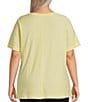 Westbound Plus Size Short Sleeve Crew Neck Top, Color:Lemonade - Image 2