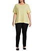 Westbound Plus Size Short Sleeve Crew Neck Top, Color:Lemonade - Image 3