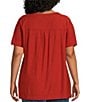 Color:K Spice - Image 2 - Plus Size Short Sleeve Seam V-Neck Relaxed Tee Shirt