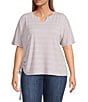 Westbound Plus Size Short Sleeve V-Neck Side Tie Top - Image 1