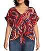Westbound Plus Size Short Sleeve V-Neck Tie Front Top,Specials : American Fashion Style Bags On Sale Westbound Plus Size Short Sleeve V-Neck Tie Front Top,Specials : American Fashion Style Bags On Sale